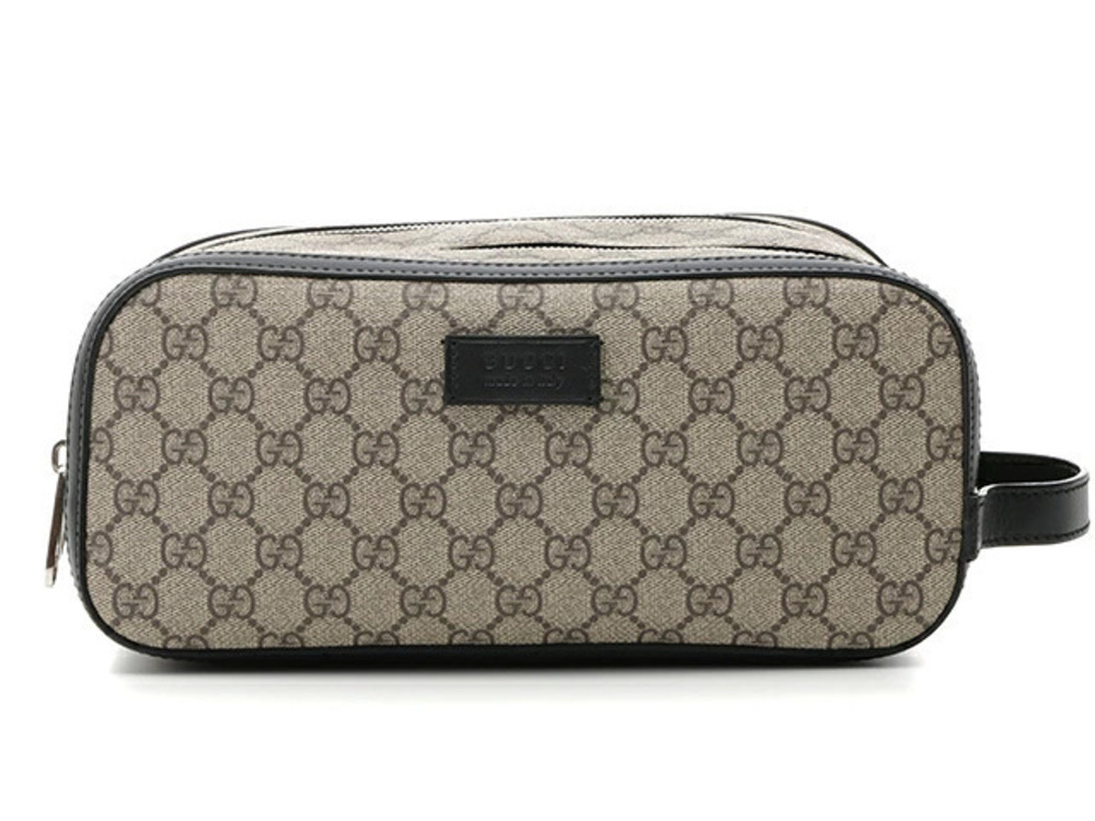 Gucci GG Supreme Shoulder Bag Bag Black Beige Cream Calfskin